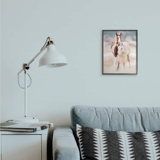 Stupell Industries Calm Horses in Muted Beige Meadow Photograph in Frame Wall Art